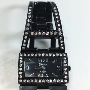 Geneva Platinum Black Bracelet Watch No. 7169 Crystals Stainless Steel